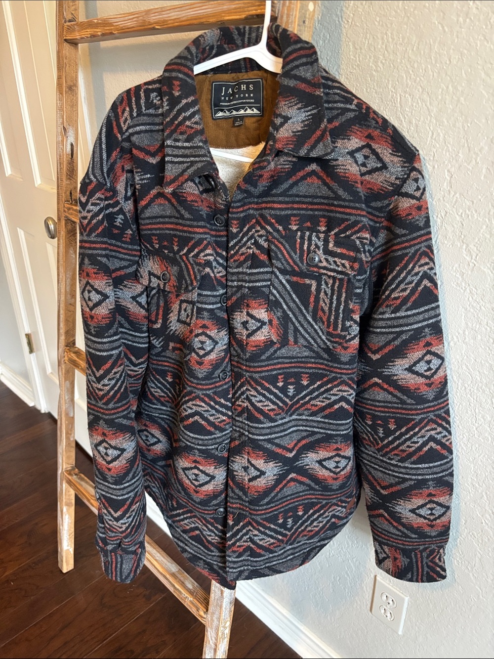 Jachs New York Men's Black & Rust Patterned Ski Jacket
